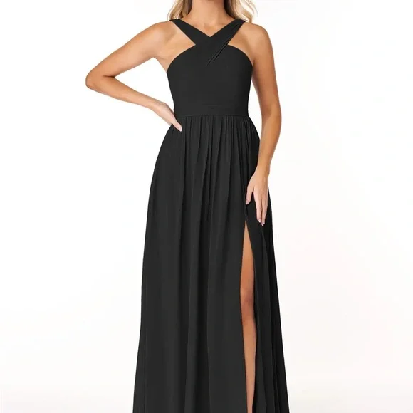 black halter midi dress formal Black Halter Cinched Waist Tiered Midi Dress *FINAL SALE* – SSYS
